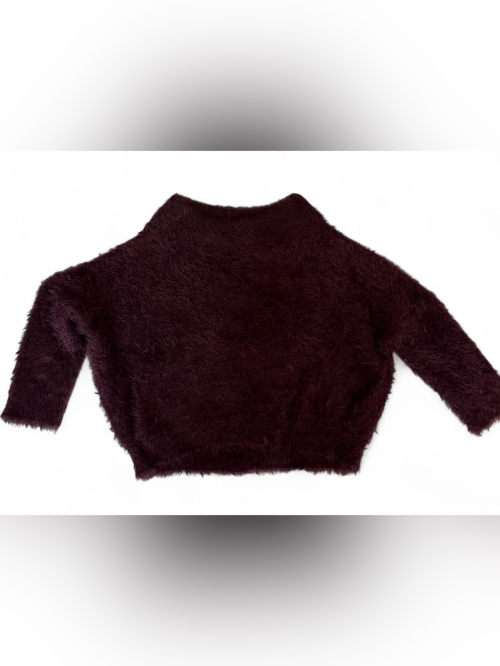 Plush Fuzzy Cropped Women's Sweater - Dark Plum